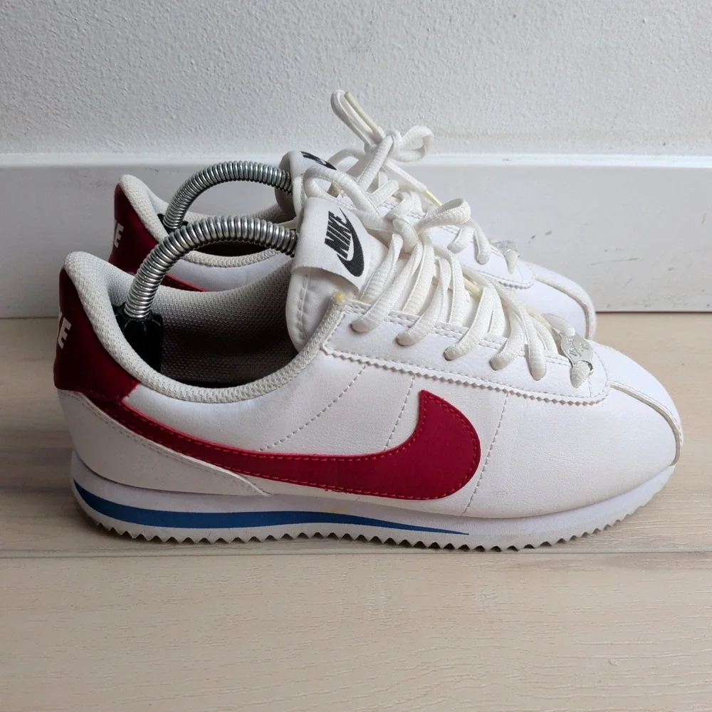 Nike Cortez Basic Forrest Gump Youth 5Y Womens 6.5 White Red Sneakers 904764-103